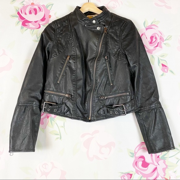 NEW Free People Black Fenix Vegan Moto Jacket S - Picture 1 of 16